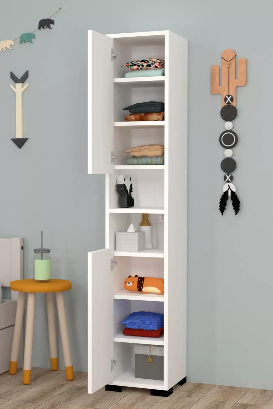 Armoire pour chambre d'adolescent Tokyo à 2 portes et 3 étagères