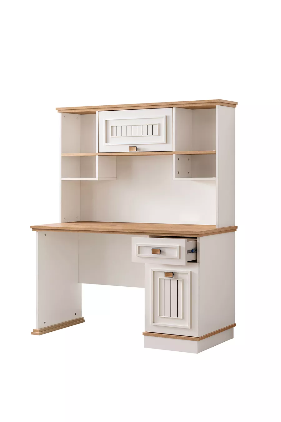 Chambre d'adolescent, Armoire Zenit à 3 portes, Lit simple avec barreaux et tiroirs, Bureau