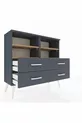 Commode Arges 4 étagères 4 tiroirs Anthracite-Sapin/Anthracite