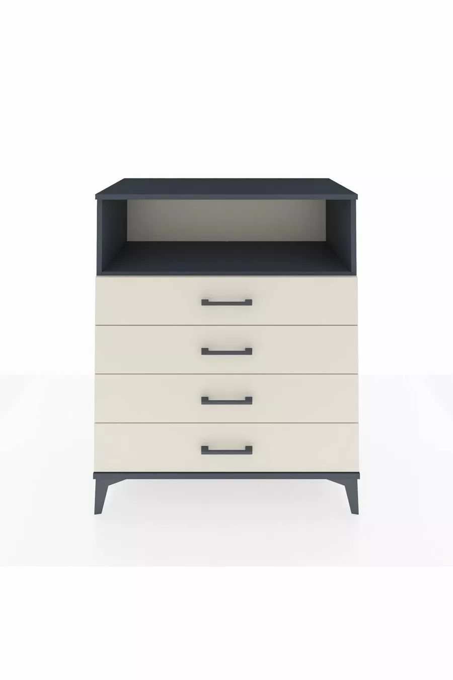 Commode Hyperion à une étagère et 4 tiroirs Anthracite-Pierre de Lune