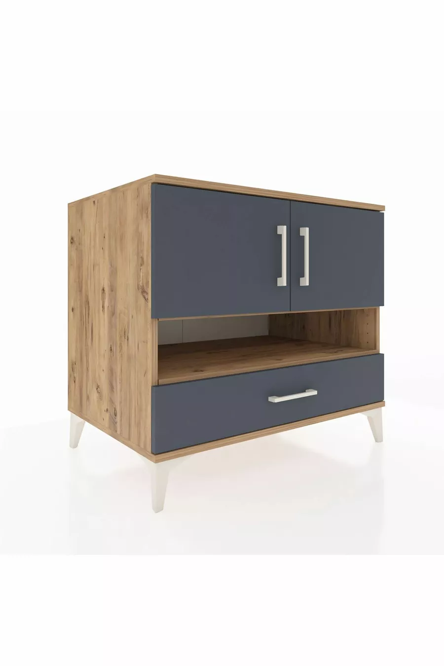 Commode Kronos 3 étagères 1 tiroir 2 portes Pin-Anthracite