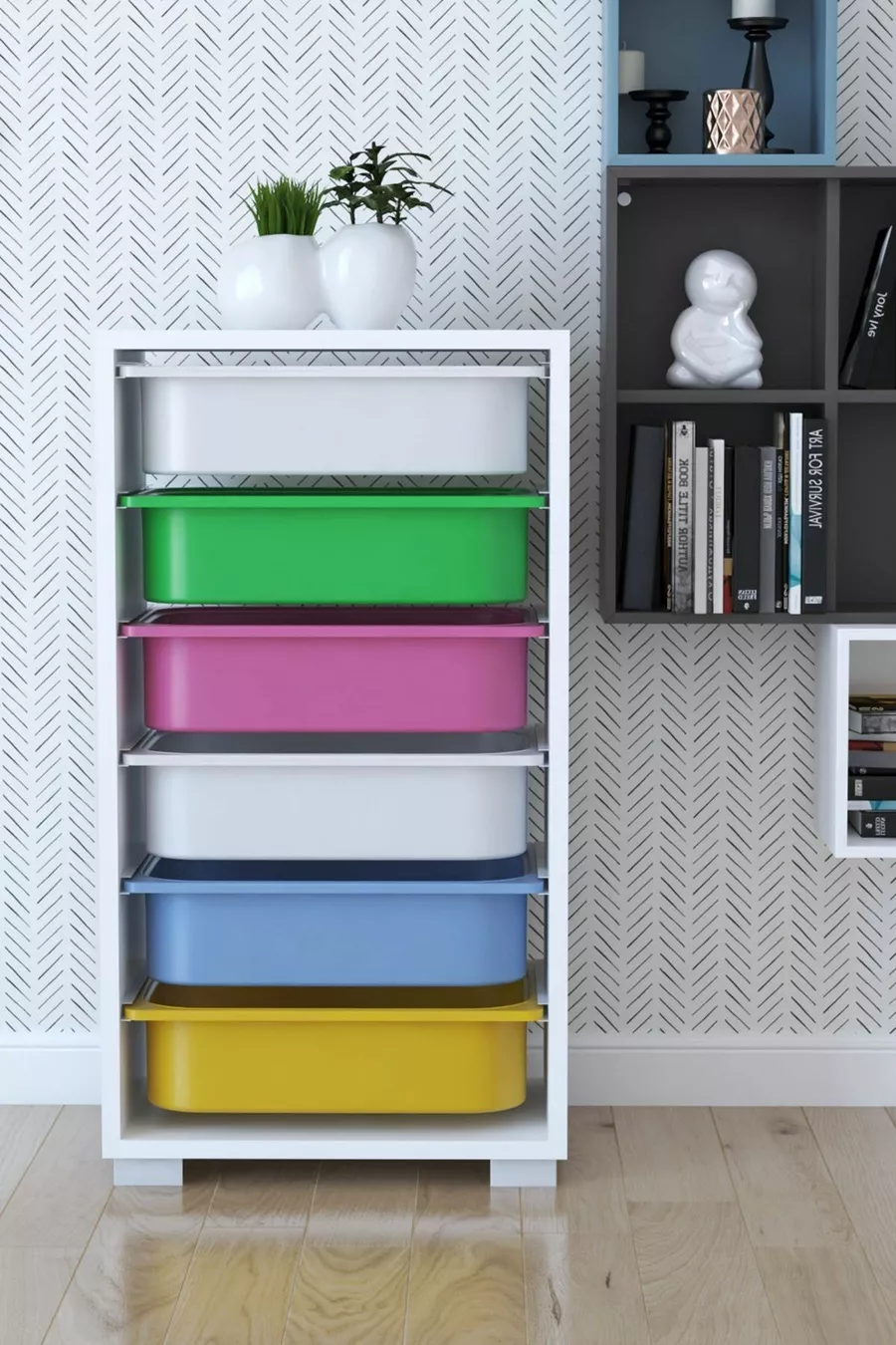 Armoire à jouets polyvalente à 6 paniers