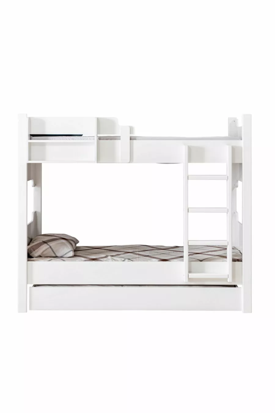 Lit superposé en profil MDF, Lit superposé détachable Eurasie, Lit superposé avec lit gigogne blanc