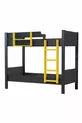 Lits superposés, lits superposés démontables pour enfants, 2 places, anthracite - jaune - cm