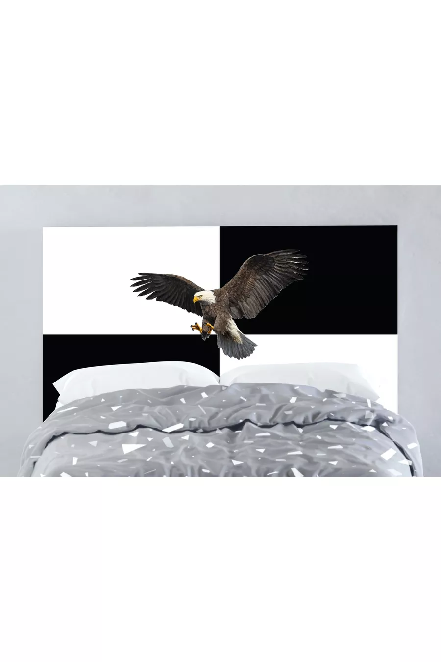 housse de tête de lit aigle noir et blanc