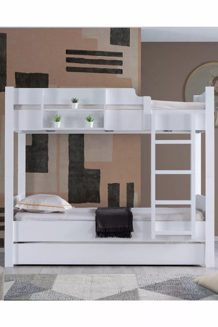 Lits superposés, Lit superposé Asya avec tiroirs et 3 matelas confort