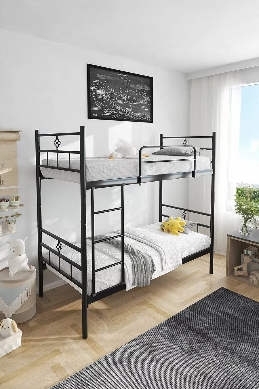 Koza Ranza Lits Superposés Métal Noir Compatibles avec Matelas, Amovible