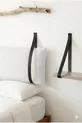 Tête de lit en cuir avec sangles + ensemble de 2 étagères murales pour chambre à coucher avec table de chevet