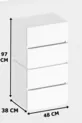 Commode Galata à 4 tiroirs en pin verni, couleur pin, pour chambre à coucher ou chambre de bébé