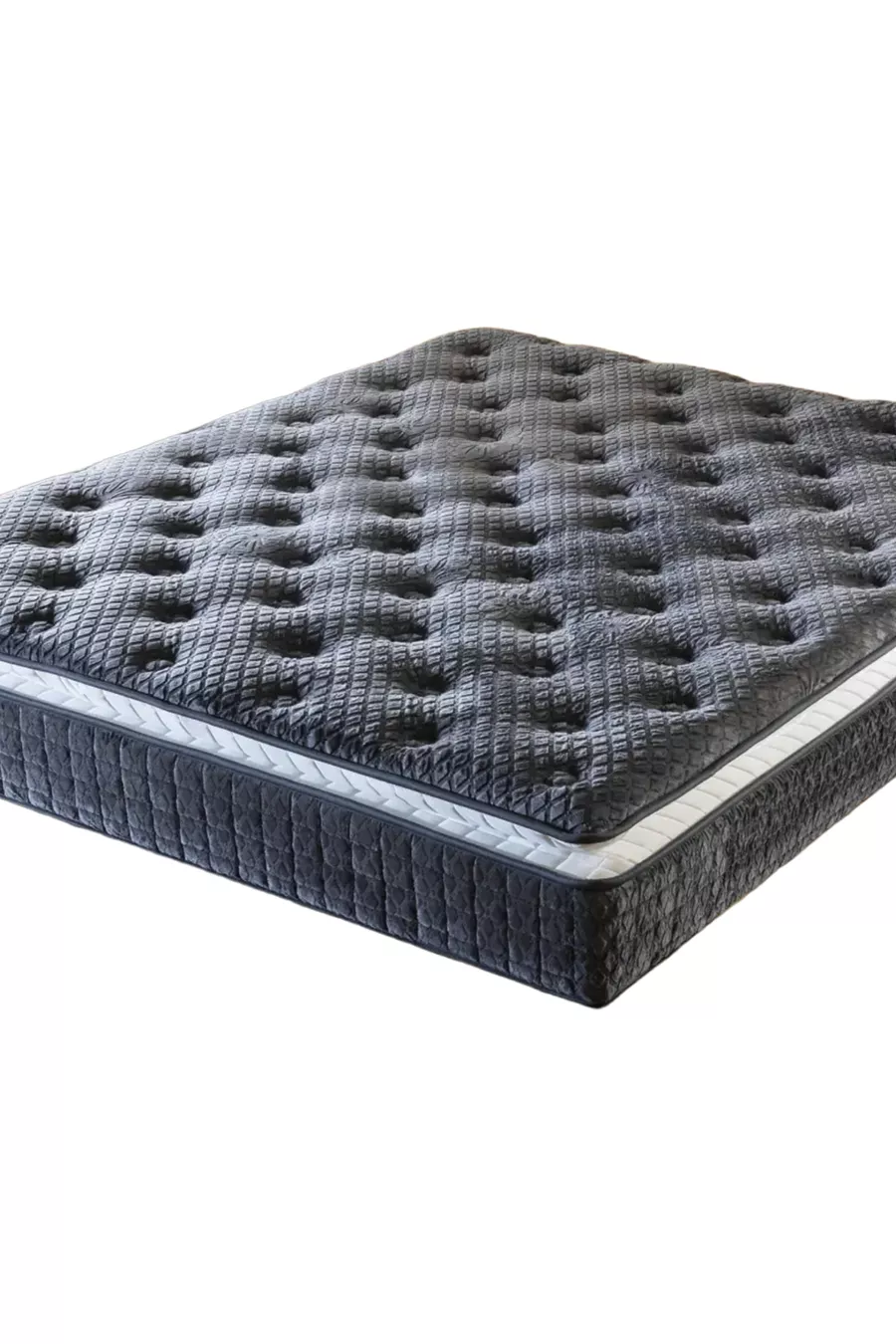 Matelas à ressorts ensachés ultra orthopédique avec soutien lombaire et dorsal, équipé d’un coussin en forme de croissant, ressorts ensachés et tissu en duvet de lapin