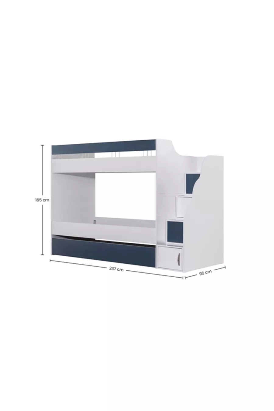 LIT SUPERPOSÉ, LIT SUPERPOSÉ BLANC ET BLEU AVEC PETIT MOTIF