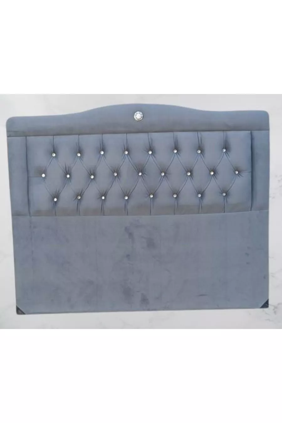 Tête de lit DK Double en tissu gris anthracite matelassé en plumes de poulain