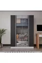 Armoire 4 portes PIANO pour chambre d'adolescent/enfant - Armoire gris anthracite et blanc avec miroir
