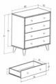 Commode Marbella Blanc brillant - marron 4 tiroirs Commode de style campagnard en bois