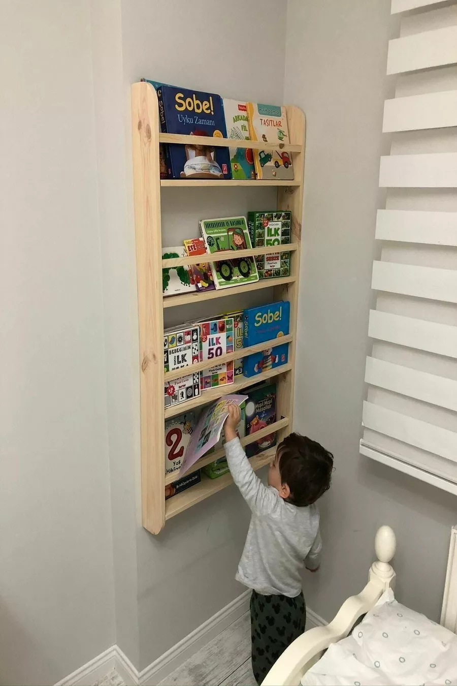 Bibliothèque Montessori pour chambre d'enfant, bibliothèque éducative, étagère murale en bois pour chambre de bébé, Cm