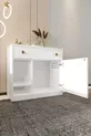 Litière pour chat en bois MONA avec tiroir - couvercle verrouillable - tissu d'entrée inclus - bac à litière non inclus - BLANC