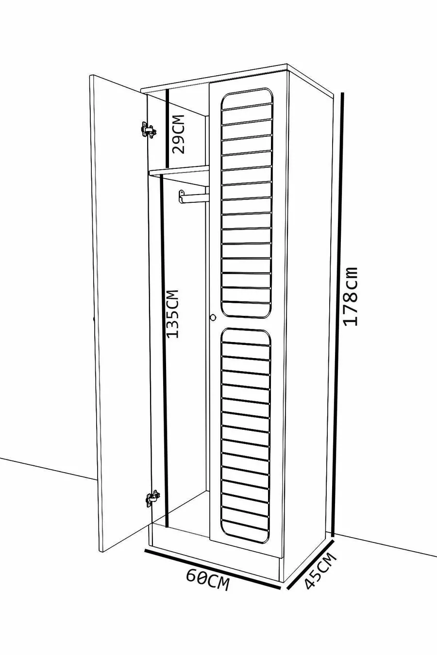 Armoire à vêtements Fuga 2 portes - Corps anthracite, portes anthracite