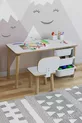 Ensemble Table et Chaises pour Enfant Cm 3 avec Panier Table de Travail pour Enfant Table d'Activités Effaçable