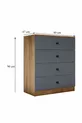 Commode GM Almina 4 tiroirs avec poignées boutons en gris anthracite-noisette