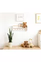 Bibliothèque murale Montessori à 2 étagères avec crochets, MDF blanc