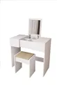 Coiffeuse avec miroir, pouf et tiroirs B Anka, blanc, avec organisateur pour chambre à coucher et siège