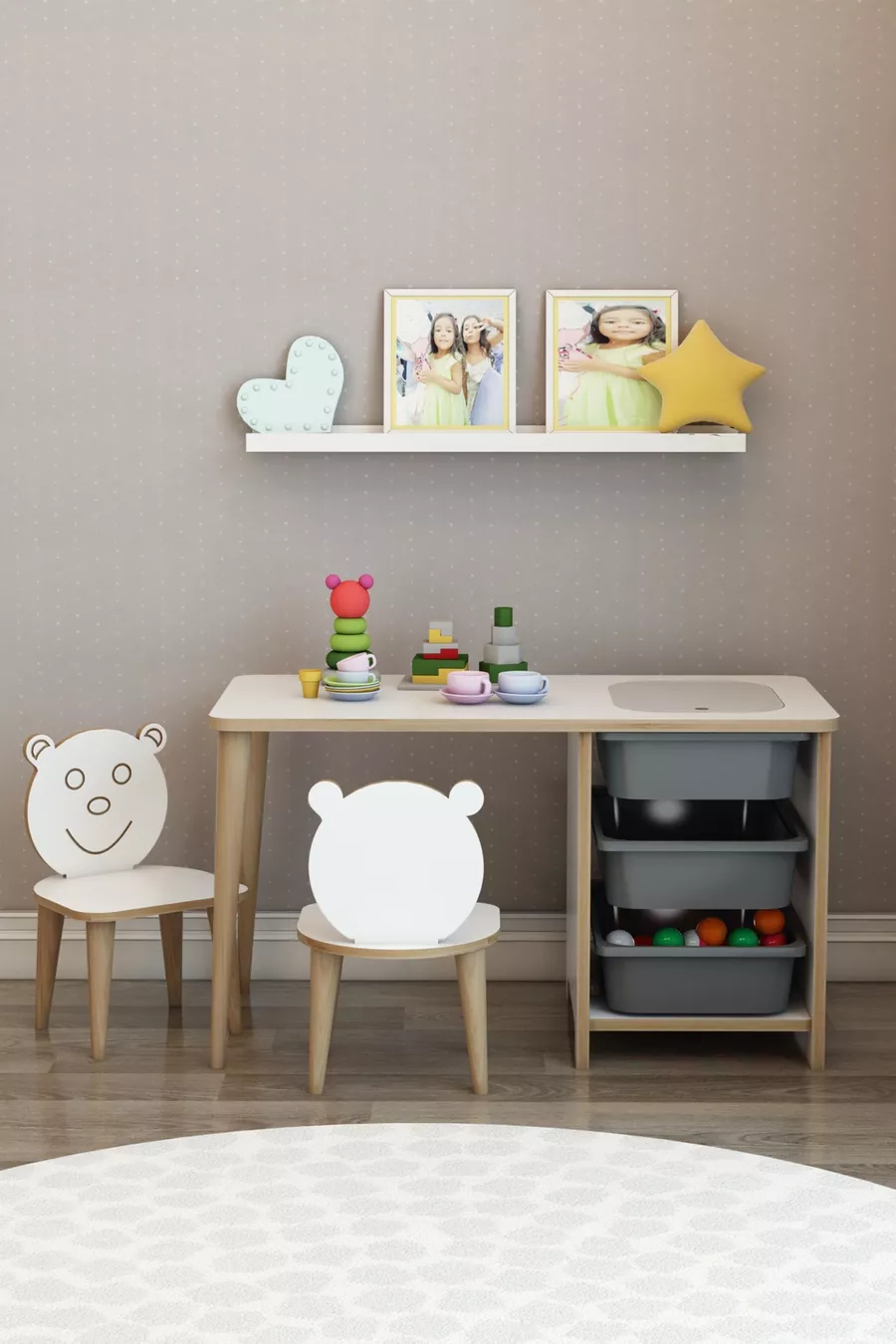 Bureau pour enfants, table de jeu et d'activités, table été-hiver