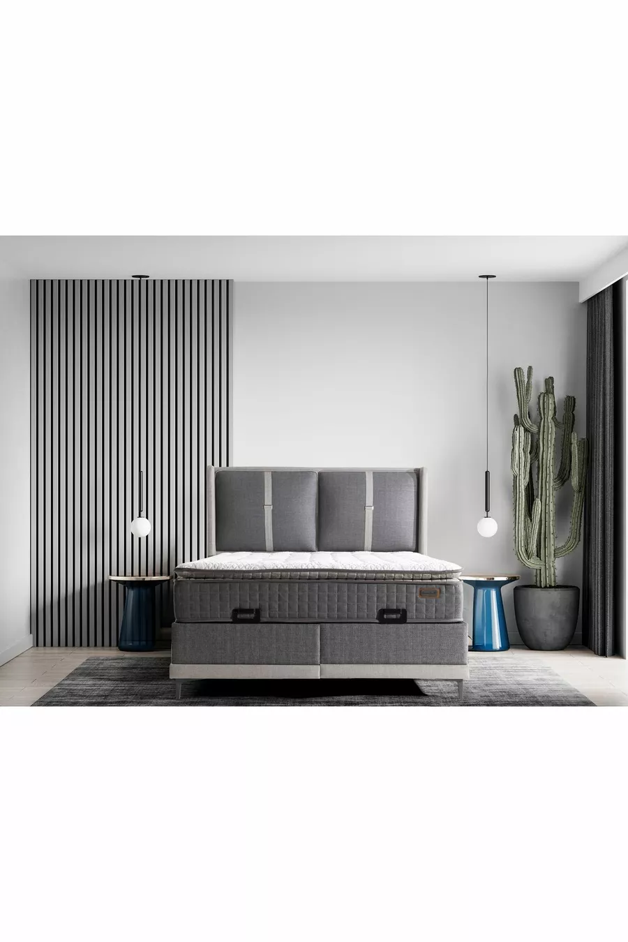 Matelas orthopédique Napol gris en peluche avec poche et ressorts