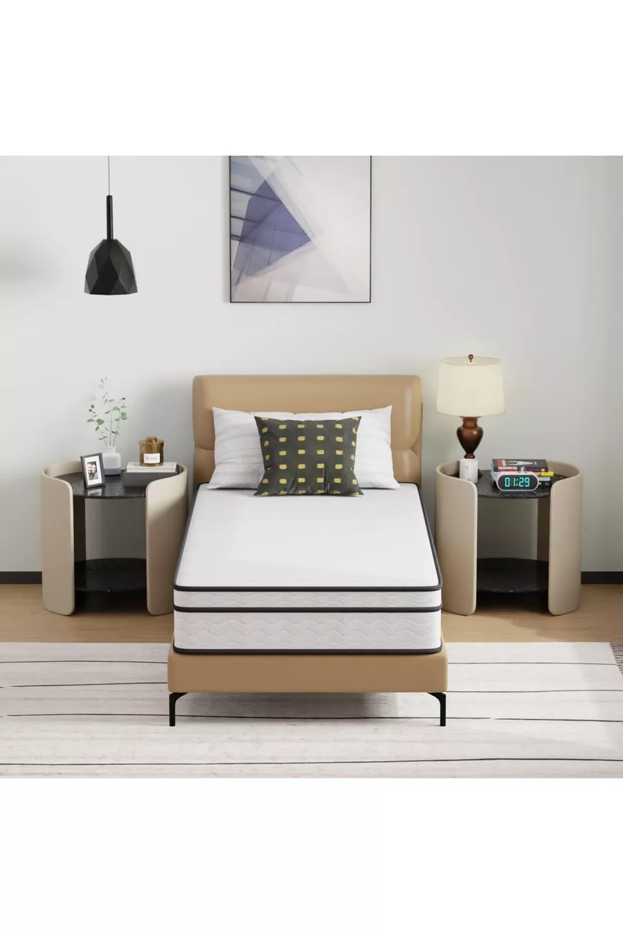 Matelas en mousse entièrement orthopédique avec drap intégré, blanc, cm