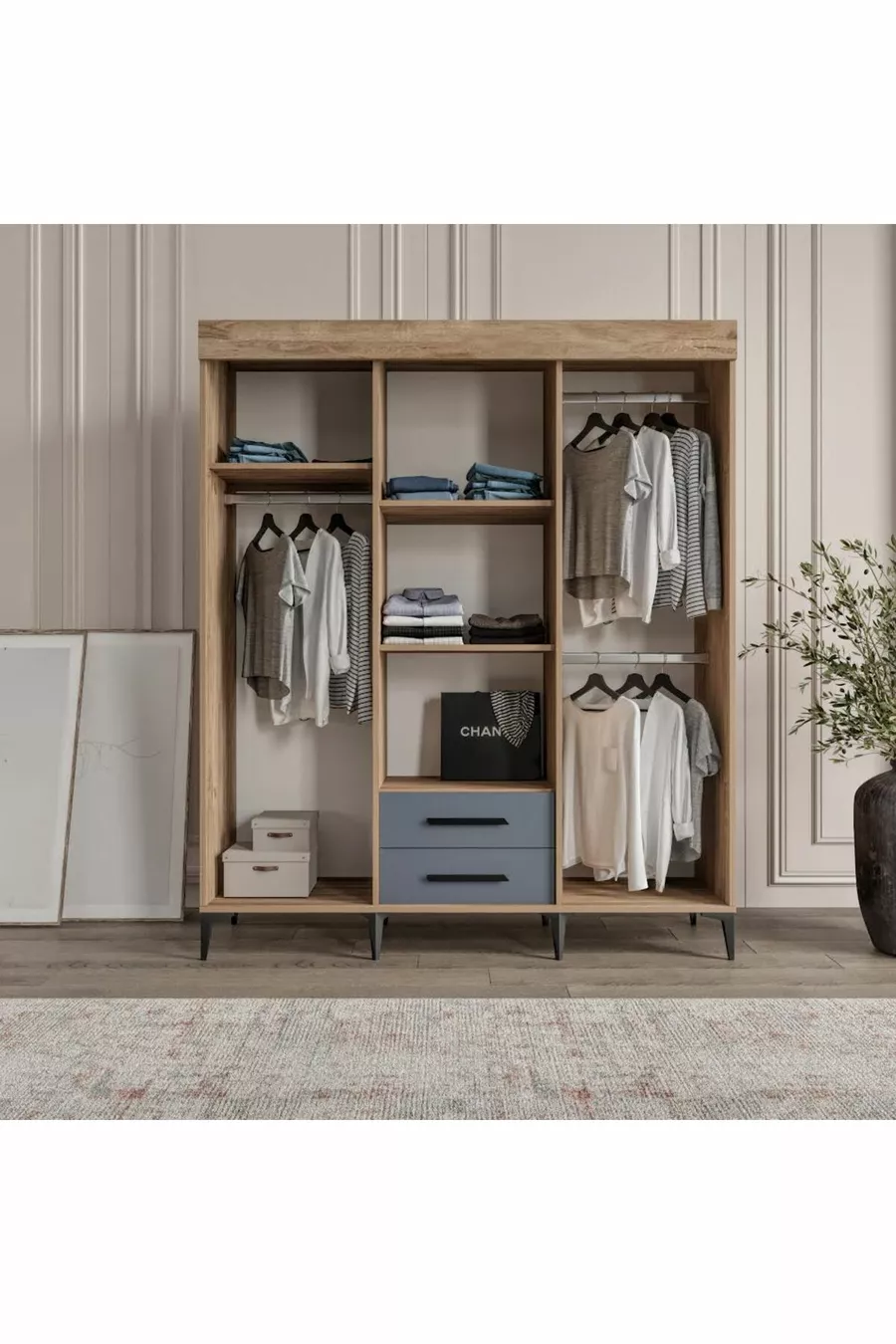 Armoire Flora Gris Anthracite en MDF avec 2 tiroirs coulissants et porte à Izmir