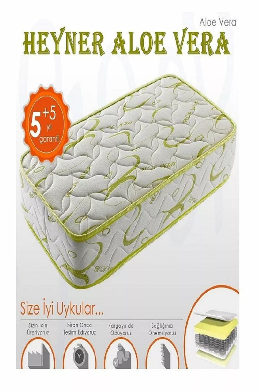 Matelas Orthopédique à Ressorts en Tissu Aloe Vera Luxueux Soft Matelas Orthopédique à Ressorts  Cm Matelas à Ressorts