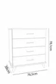 Commode Artemis Anthracite 4 tiroirs, Chevet, Sur pieds