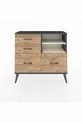 Commode Arges 2 étagères 4 tiroirs Anthracite-Pierre de lune/Merisiers