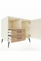 Commode Kronos avec 2 étagères, 2 tiroirs et 1 porte, Pierre de lune/Pierre de lune/Pin
