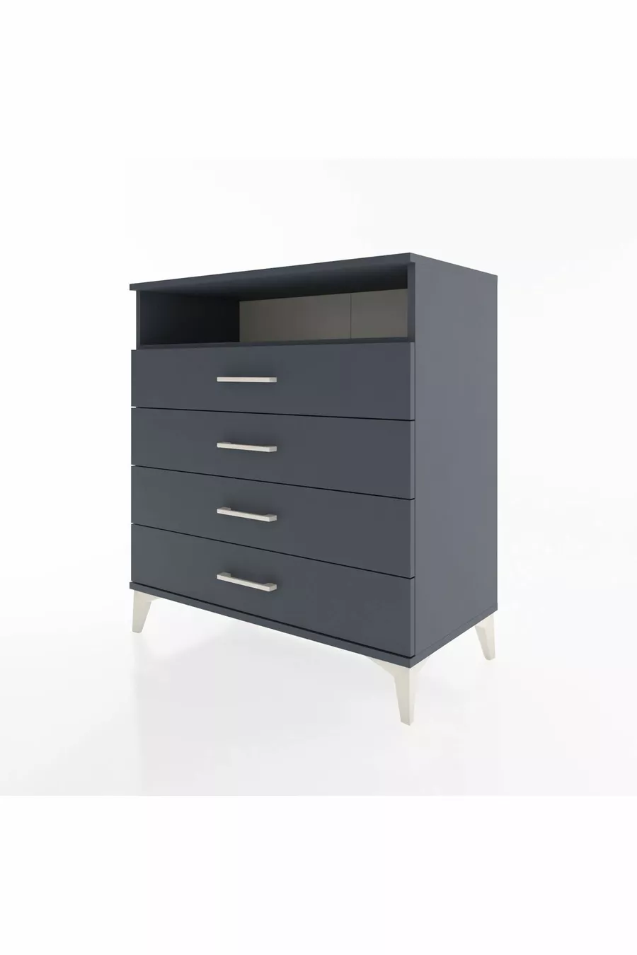 Commode Hyperion à une étagère et 4 tiroirs Anthracite-Anthracite