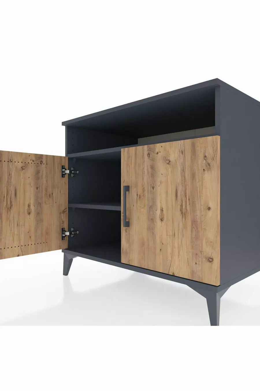 Commode Kronos 2 étagères 2 portes Anthracite-Sapin