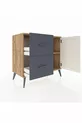 Commode Hyperion avec une seule étagère, 2 tiroirs et une porte, pin-gris/anthracite