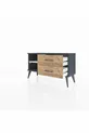 Commode Arges à une étagère et 2 tiroirs Anthracite-Pierre de lune/Merisiers
