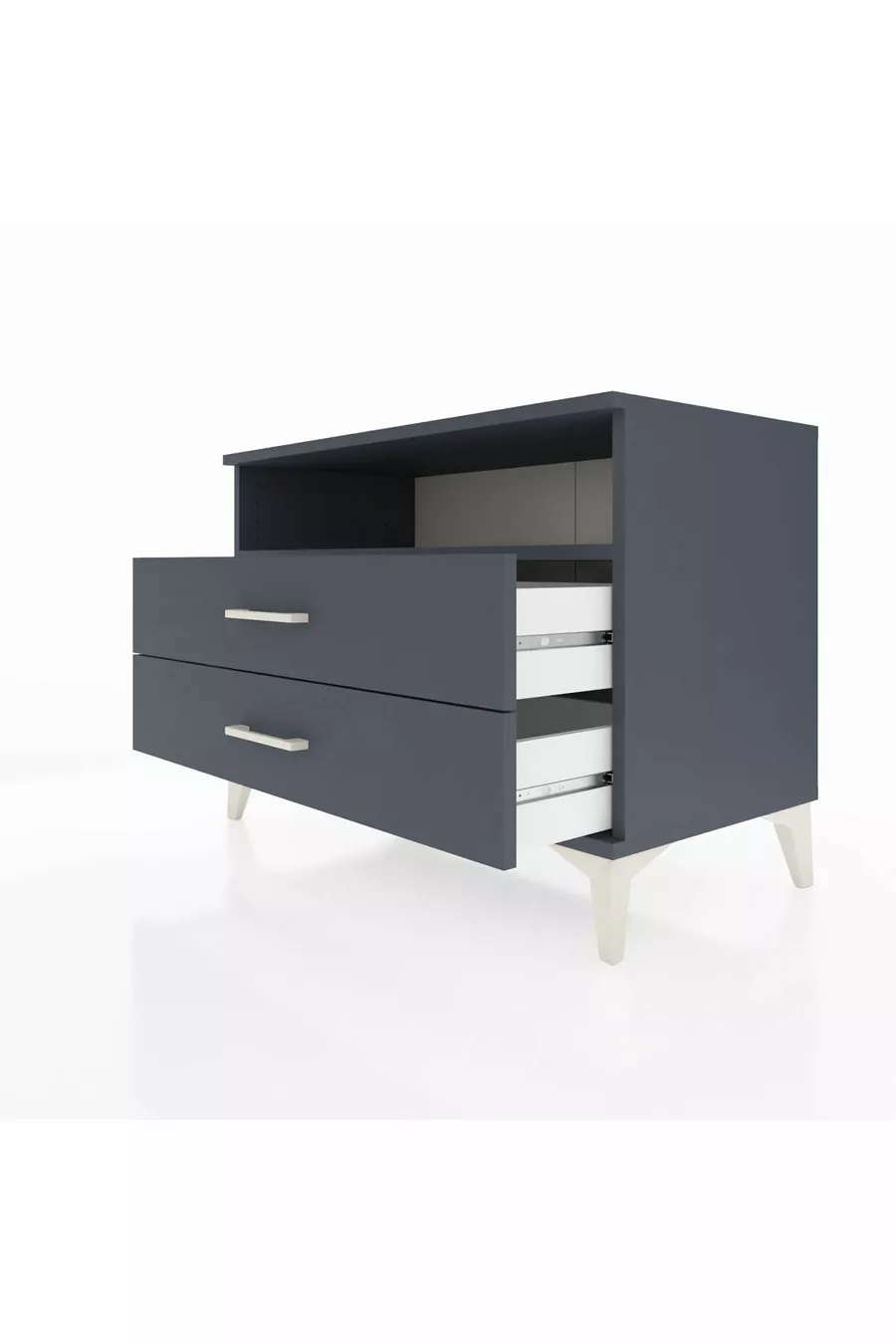 Commode Hyperion à une étagère et 2 tiroirs Anthracite-Anthracite