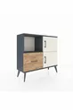 Commode Arges à 2 étagères, 1 tiroir, 2 portes, Anthracite-Pierre de Lune/Pin