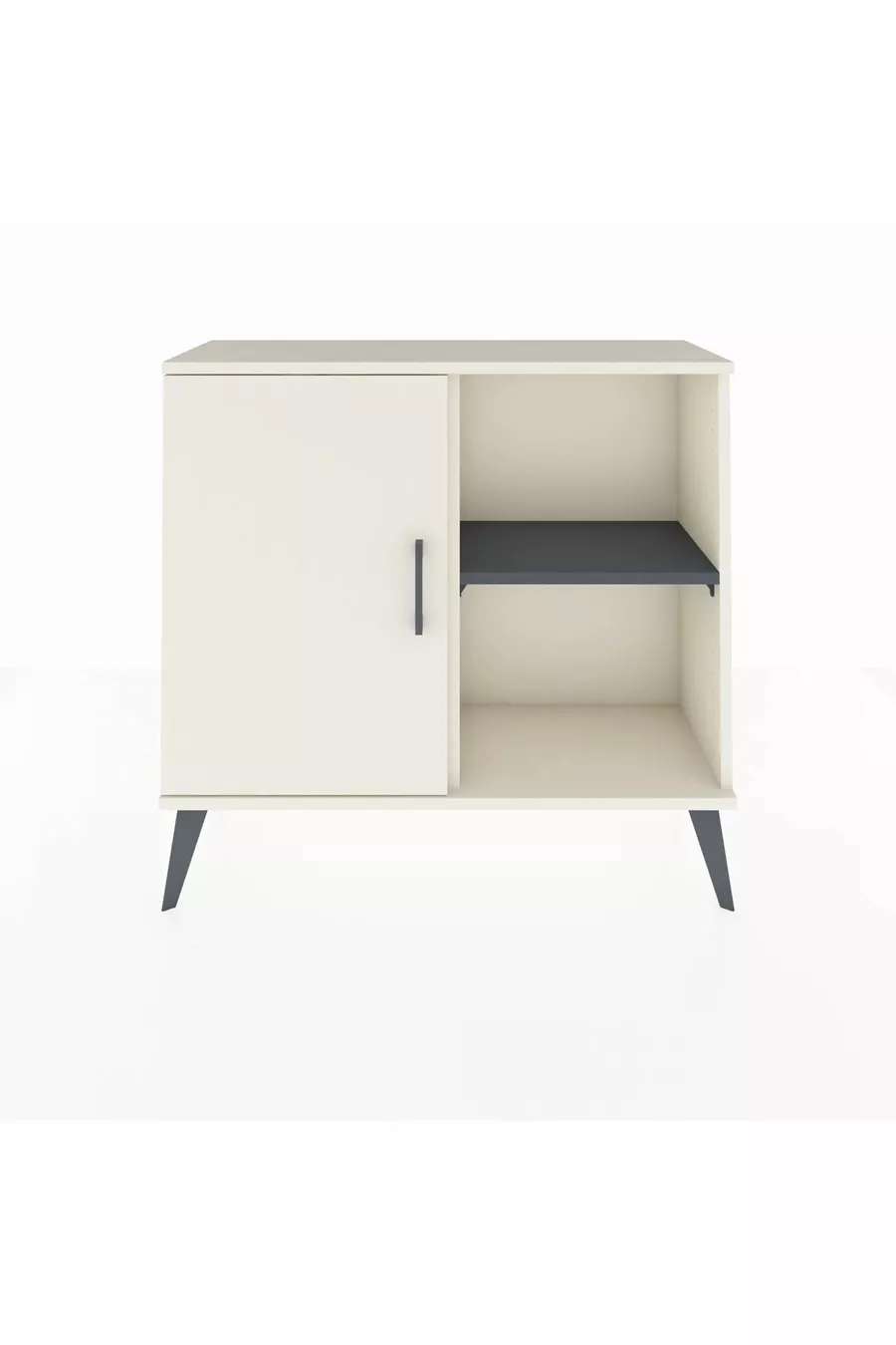 Commode Arges à 2 étagères avec une porte, couleur Pierre de lune/Anthracite