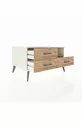 Commode Kronos avec une étagère et 3 tiroirs, Pierre de Lune-Pin