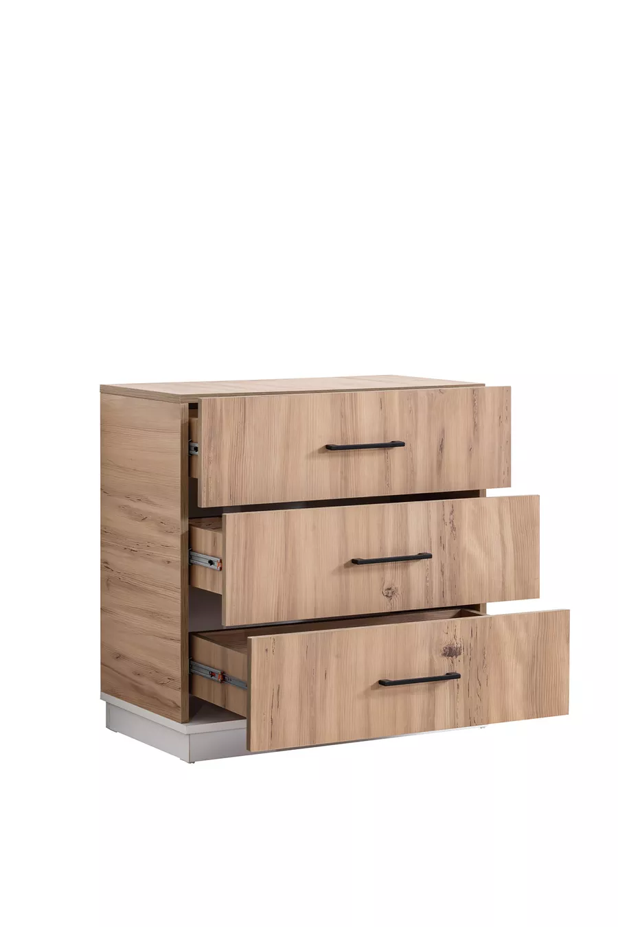 Chambre d'enfant Efes Armoire 3 Portes, Lit, Bureau, Commode, Table de Chevet Noyer Crème