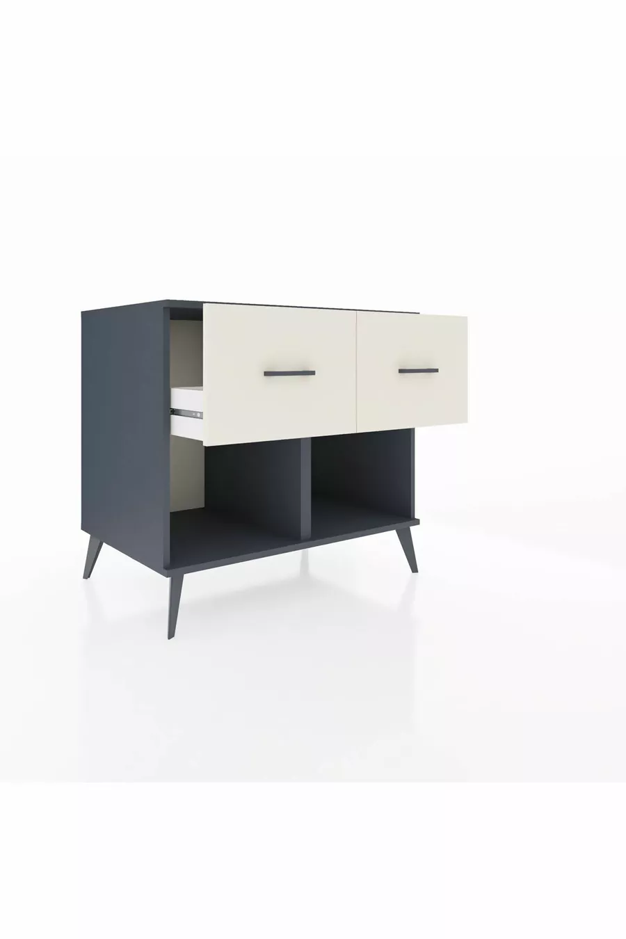 Commode Kronos 2 tiroirs Anthracite-Anthracite/Pierre de lune