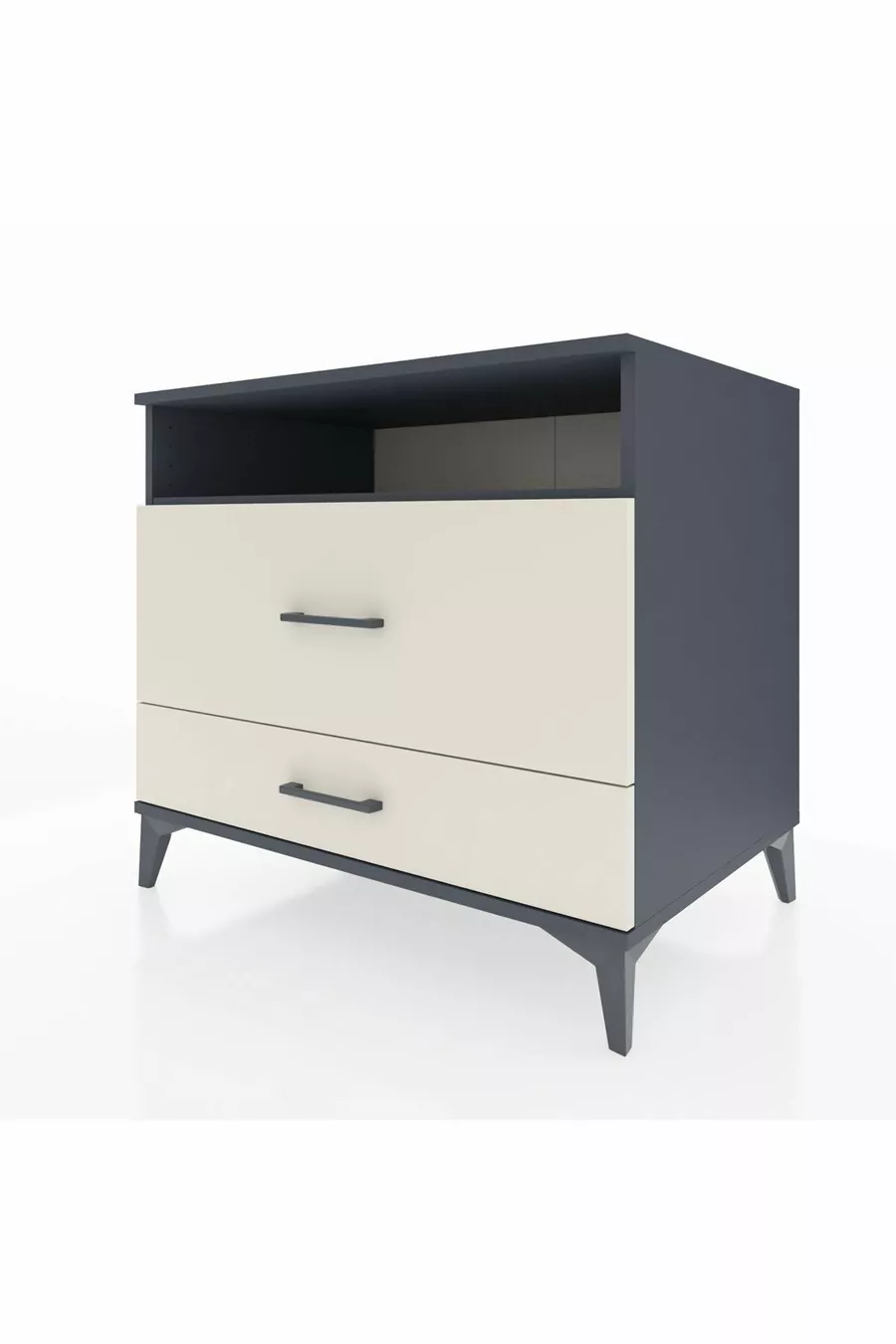 Commode Kronos avec une étagère et 2 tiroirs Anthracite-Pierre de Lune