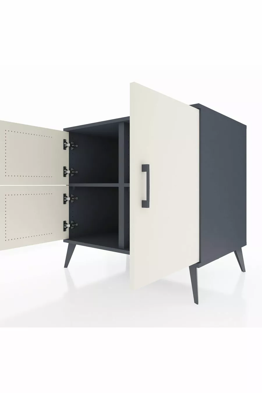 Commode Kronos 2 étagères 3 portes Anthracite-Pierre de lune/Anthracite