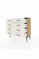 Commode Arges 8 tiroirs Pin-Anthracite/Gris pierre