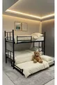 Lit superposé moderne avec étoiles, compatible avec lit, pour 3 personnes, lit superposé en métal noir