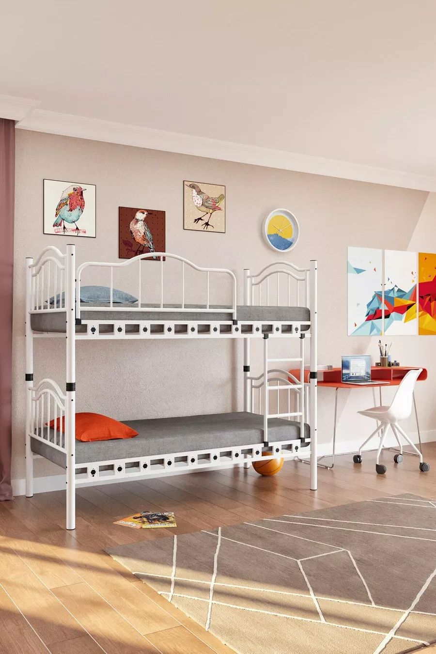 Lits superposés et lits simples en métal pour chambre d'enfant Belinay, dimensions du matelas