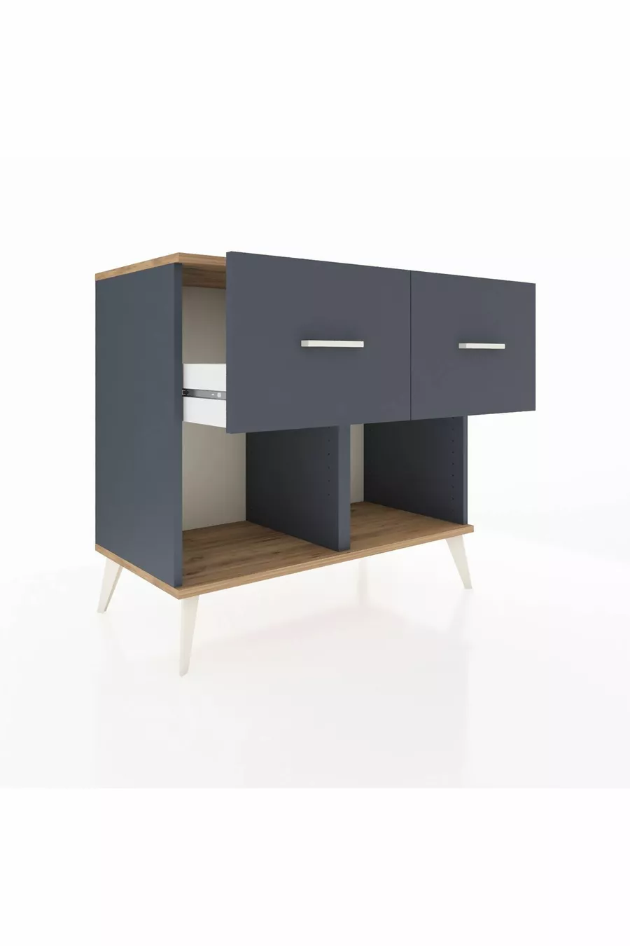Commode Hyperion 2 tiroirs Anthracite-Sapin/Anthracite