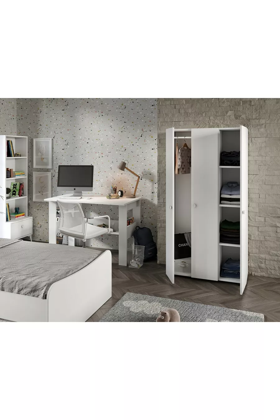 Ensemble de chambre d'enfant Selen blanc - 5 pièces, MDF de première qualité